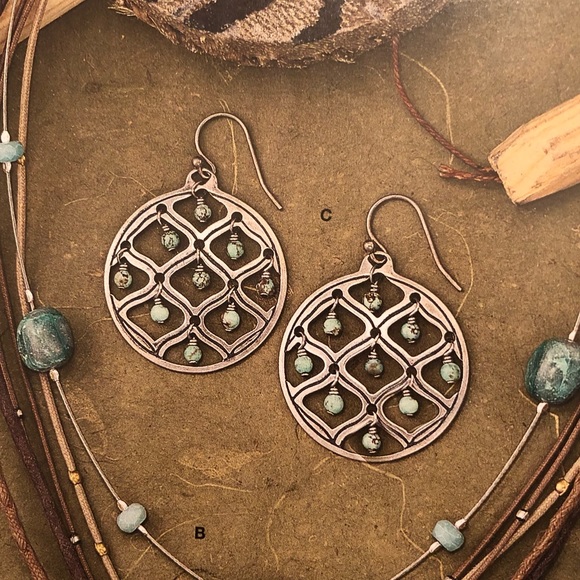 Silpada Sterling Silver Blue Green Howlite Earrings W1682 - Picture 10 of 10